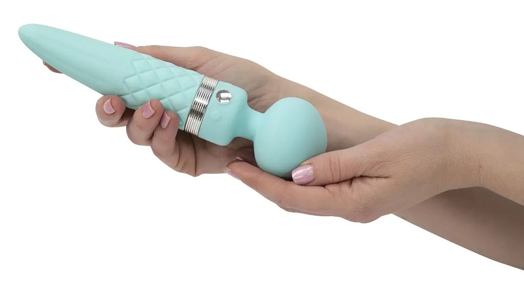Вібромасажер 2в1 PILLOW TALK - Sultry Teal, класичний масажер і вібратор з ротацією, підігрів - фото 5