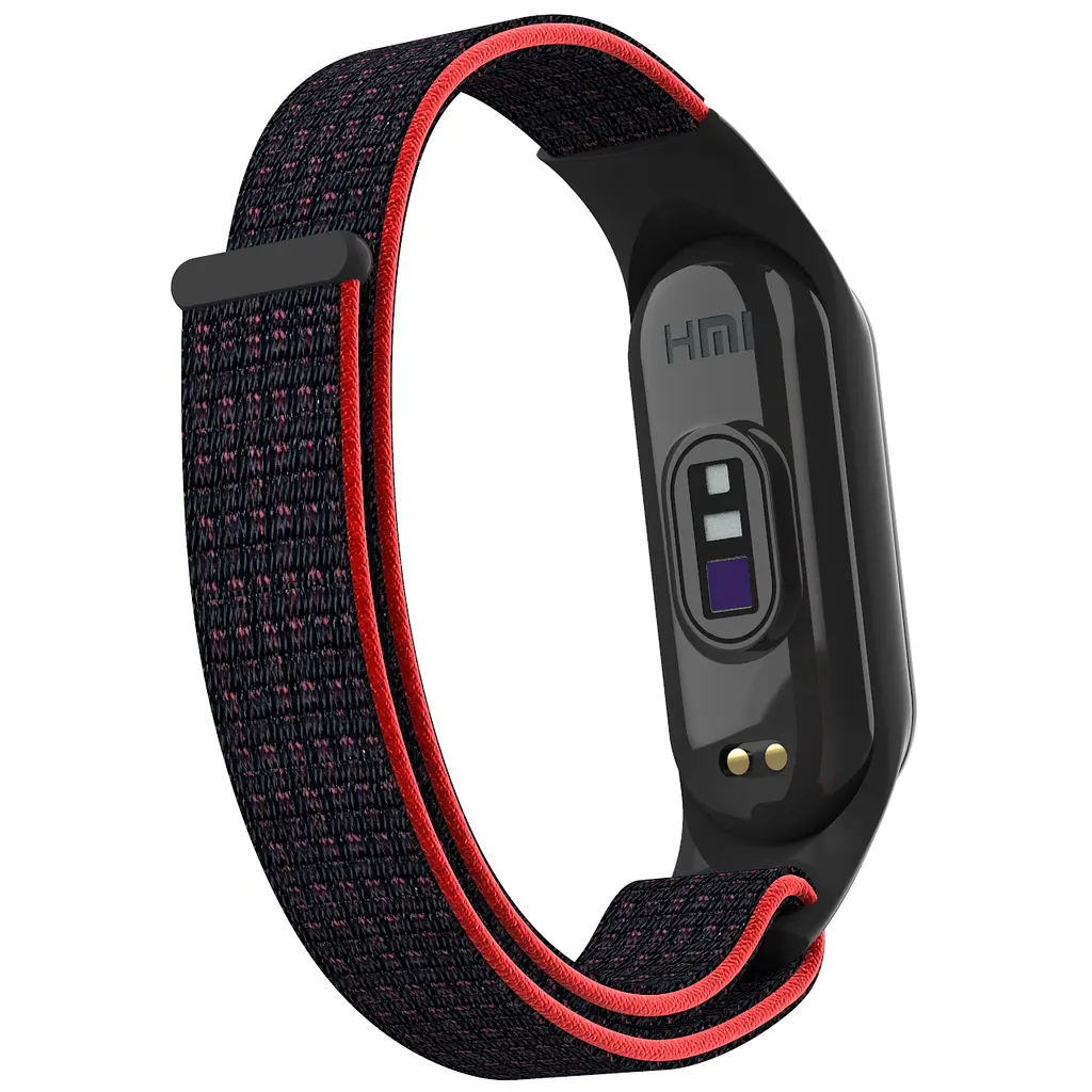 Ремінець нейлоновий ArmorStandart для Xiaomi Mi Band 7/6/5/4 Black / Red (ARM67843) - фото 2