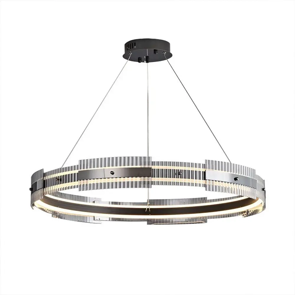 Черная кольцевая люстра с графитовыми пластинами Ø 80 см Line F | Ст. MJ233-800 BK - фото 6