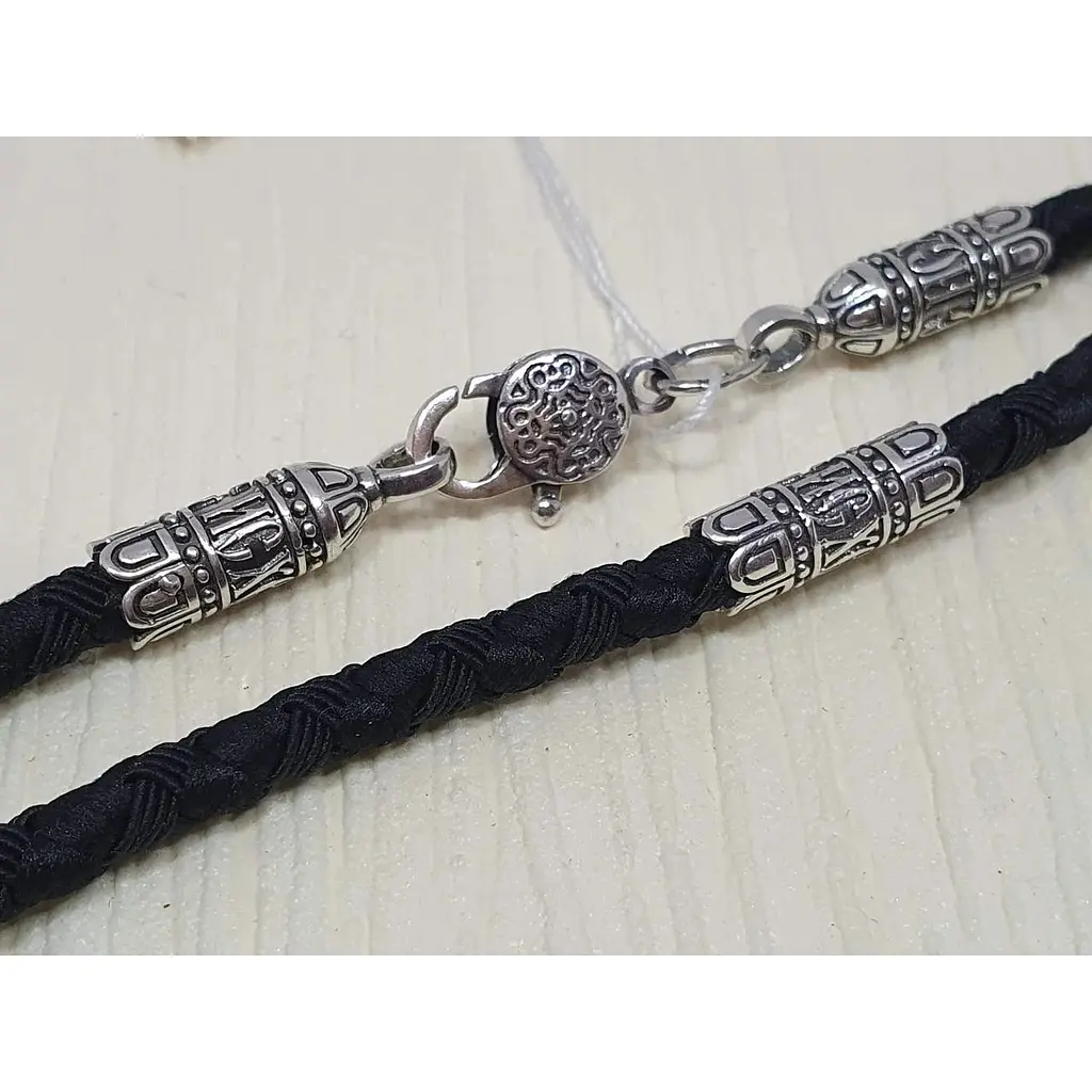 Ювелирный шнурок Меридиан 925 из текстиля с серебряными вставками. 846/4 60 70 - фото 2