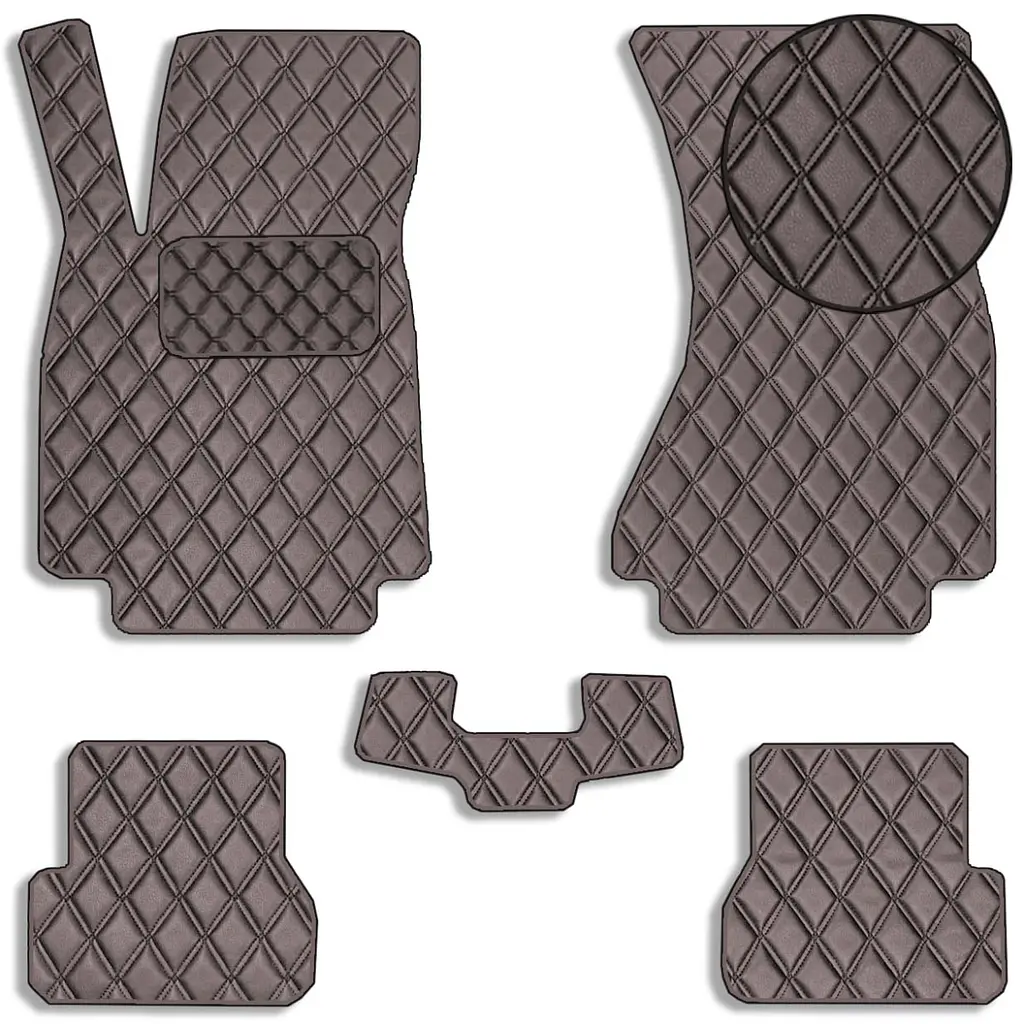 Килимки у салон для Audi A6 C7 2011-2018 Екошкіра с подпятником Коричневі 5 шт (Rombus)