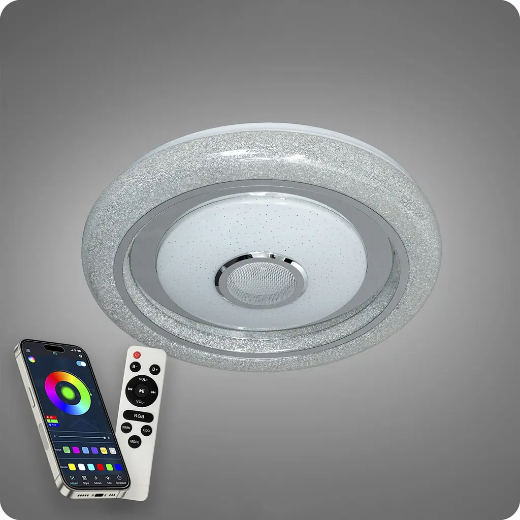 Люстра світлодіодна 517 Dlight RGB з пультом і колонкою 80Вт Білий (02144) - фото 8