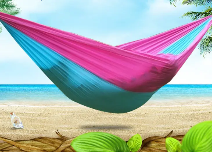 Гамак туристичний нейлоновий підвісний з карабіном до 100кг Hammock Net рожево-блакитний - фото 2