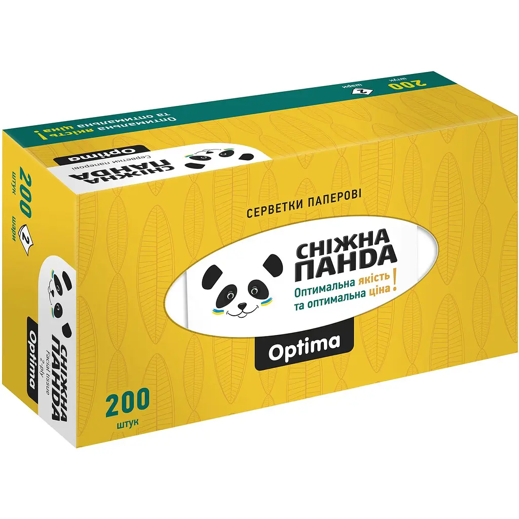 Паперові серветки Сніжна Панда Optima двошарові в асортименті 400 шт. (2 уп. х 200 шт.) - фото 3