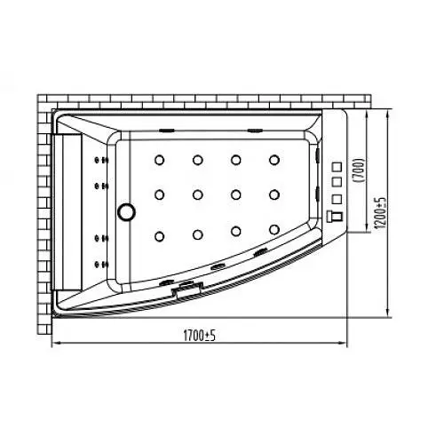 Ванна асиметрична гідромасажна Volle 170x120 12-88-100/L - фото 5