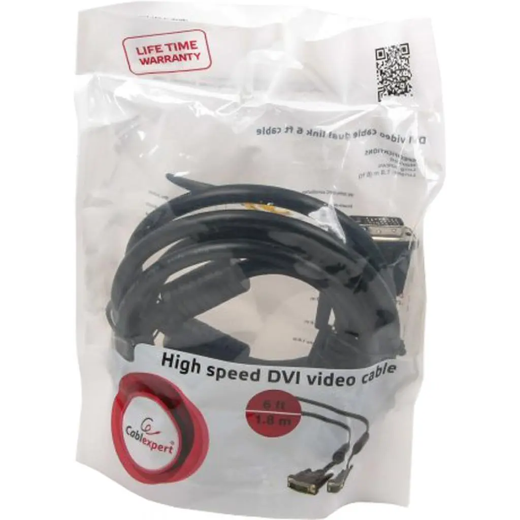 Кабель мультимедійний Cablexpert DVI - DVI 18+1-pin 1.8 м (CC-DVI-BK-6) - фото 2