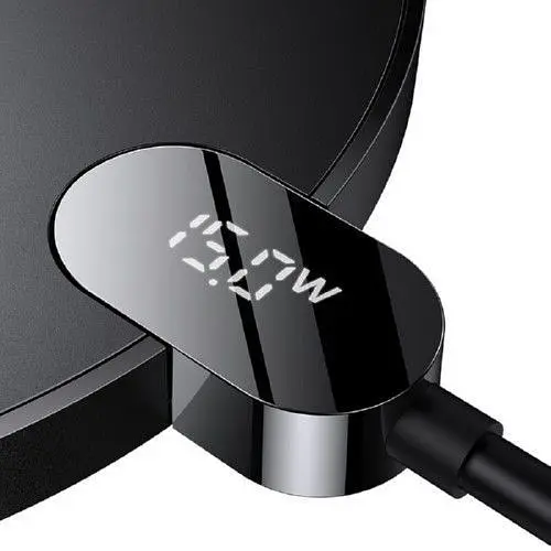 Беспроводное зарядное устройство Baseus Digital LED Display Wireless Charger Gen2 15W (CCED000001) Black [78282] - фото 3