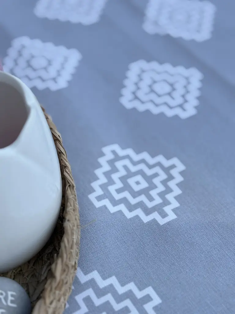 Ранер доріжка Ecotton DUCK 45x170 см для обіднього столу водовідштовхувальна сірого кольору геометрія (25147) - фото 7