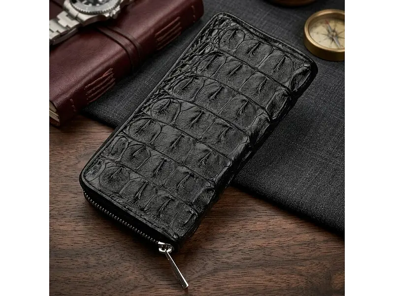 Гаманець-клатч із натуральної шкіри крокодила чорний 19×9,5 см CROCODILE LEATHER sum0029080 - фото 4