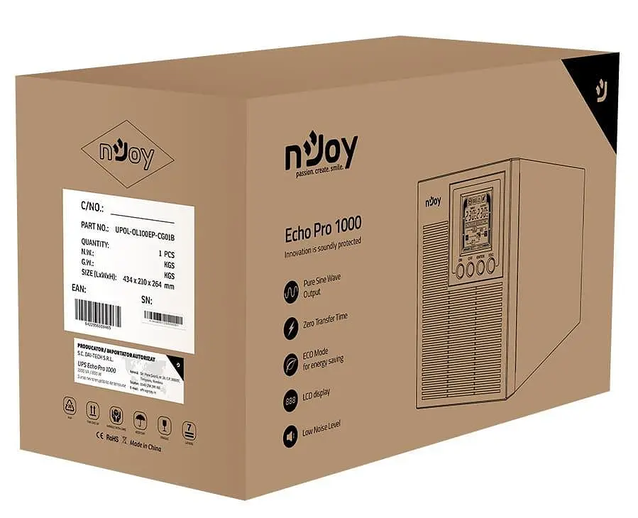 Источник бесперебойного питания Njoy 1000 ВА / 800 Вт / 7 А*ч (Echo Pro 1000) - фото 4