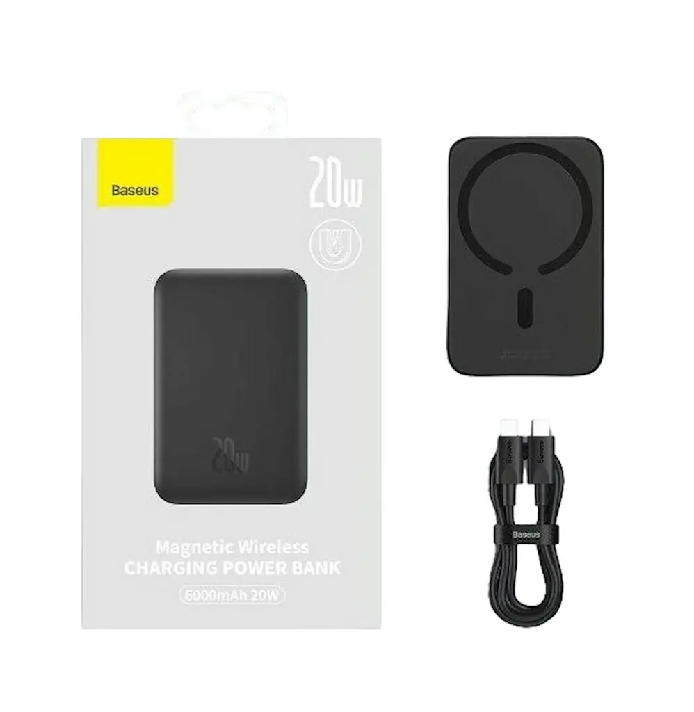 Внешний аккумулятор Baseus MagSafe магнитный 6000mAh 20W (PPCX020001) черный - фото 6