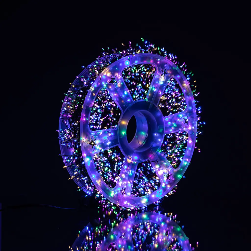 Новогодняя гирлянда комнатная роса 50 м 1500 LED Хвойная лапа зеленый провод Мультиколор Garlando D1500L50MGML - фото 4