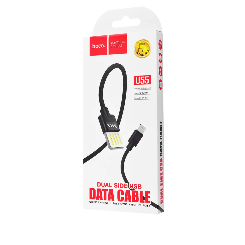 Кабель Hoco U55 Outstanding charging data cable for Lightning Чорний - фото 2