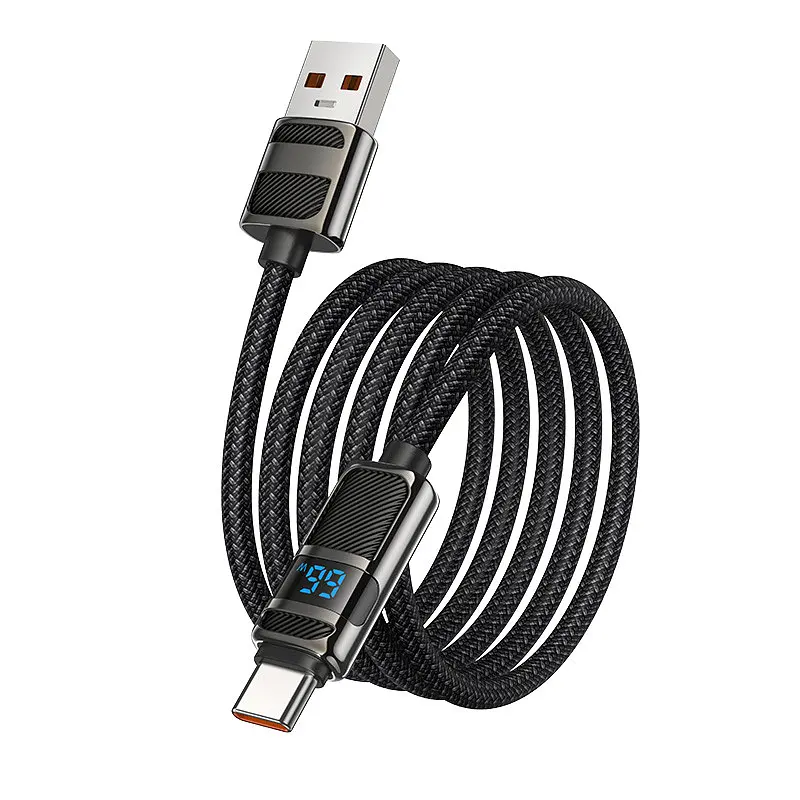 Дата кабель Hoco U137 Line with display USB to Type-C 5A/66W 1.2 м Black - фото 5