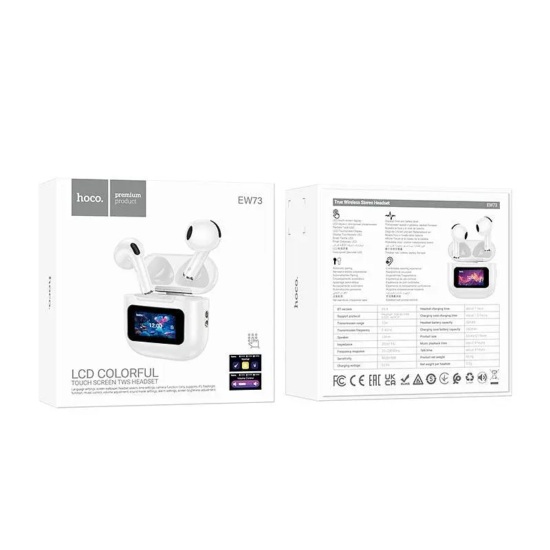 Навушники Hoco Randy true wireless BT headset with touch screen EW73 BT5.4 білі - фото 2