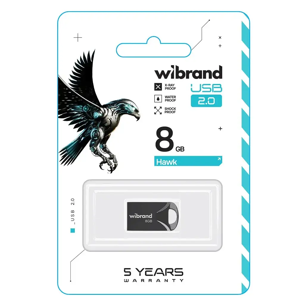 USB флеш накопитель Wibrand 8GB Hawk Black USB 2.0 (WI2.0/HA8M1B) - фото 2