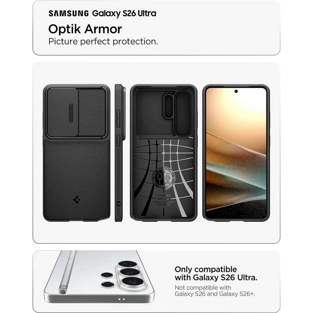 Чохол Spigen Optik Armor для Samsung Galaxy S26 Ultra Black (ACS10687) [172985] - фото 11