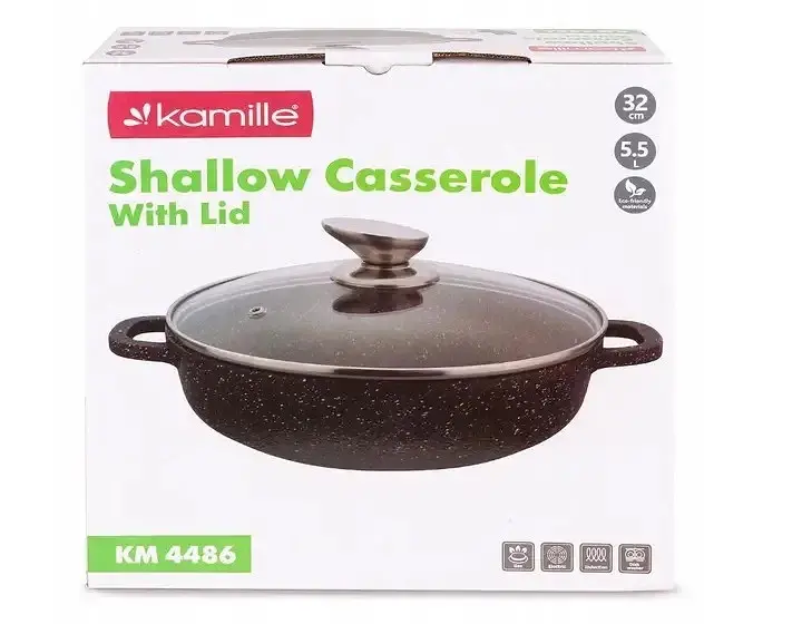 Каструля з кришкою Kamille KM-4486 32х8.5 см чорна - фото 3