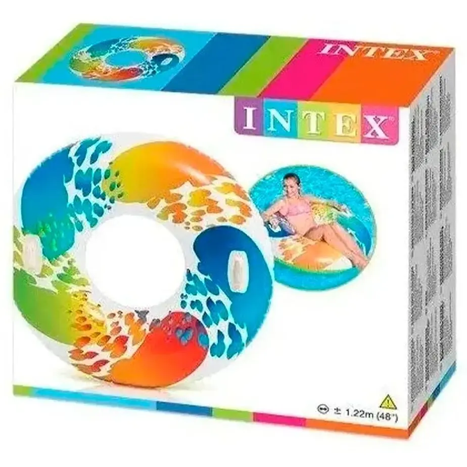 Надувной круг с ручками Intex ЦБ-00257198 разноцветный - фото 3