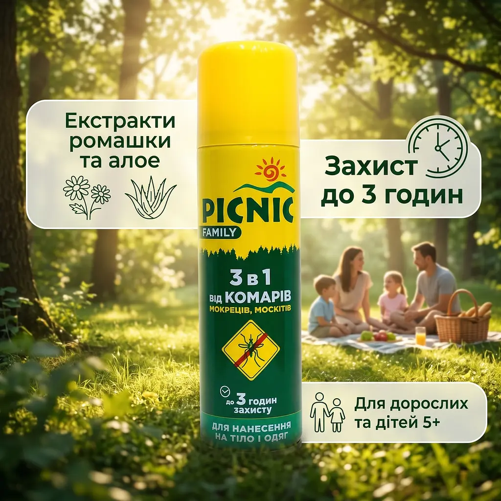 Аерозоль Picnic Family від комарів 100 мл - фото 2