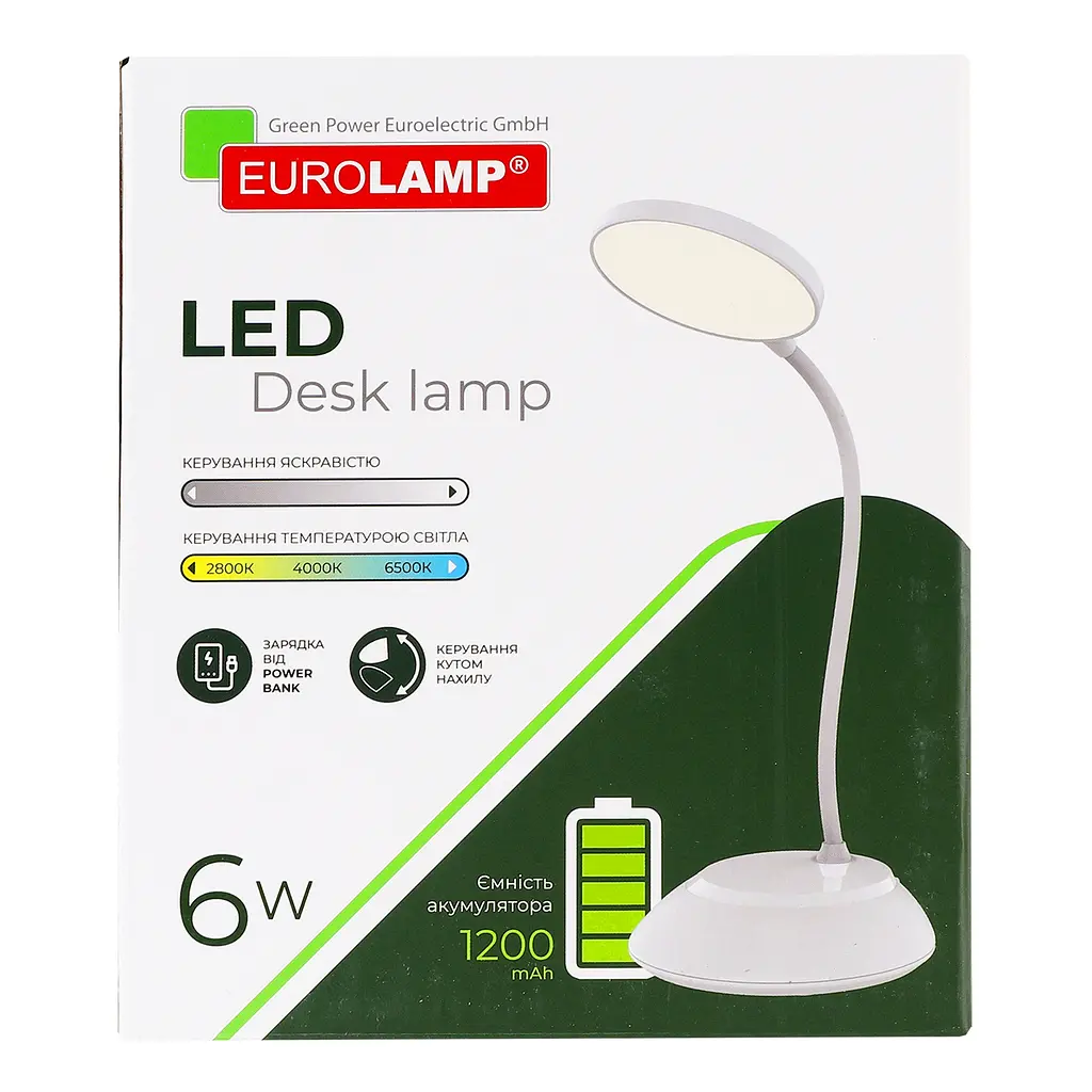 Настольная лампа Eurolamp LED SMART с аккумулятором, 6W, 2800-6500K dimmable, USB Type-C, белый (LED-TLB-6W(white)USB) - фото 2