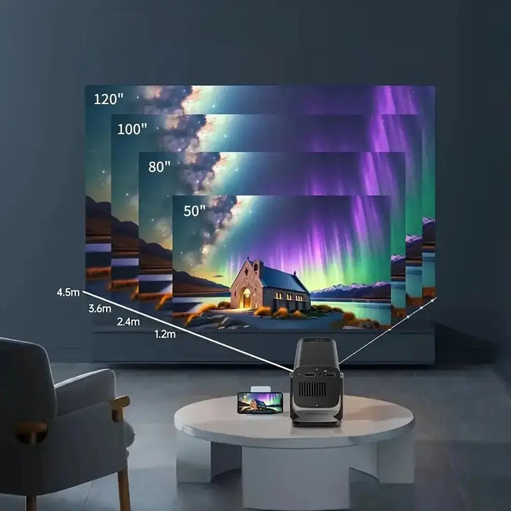 Портативний домашній проектор Q100 з WiFi та пультом для перегляду фільмів Full HD Широкоекранний 16:9 Чорний - фото 9