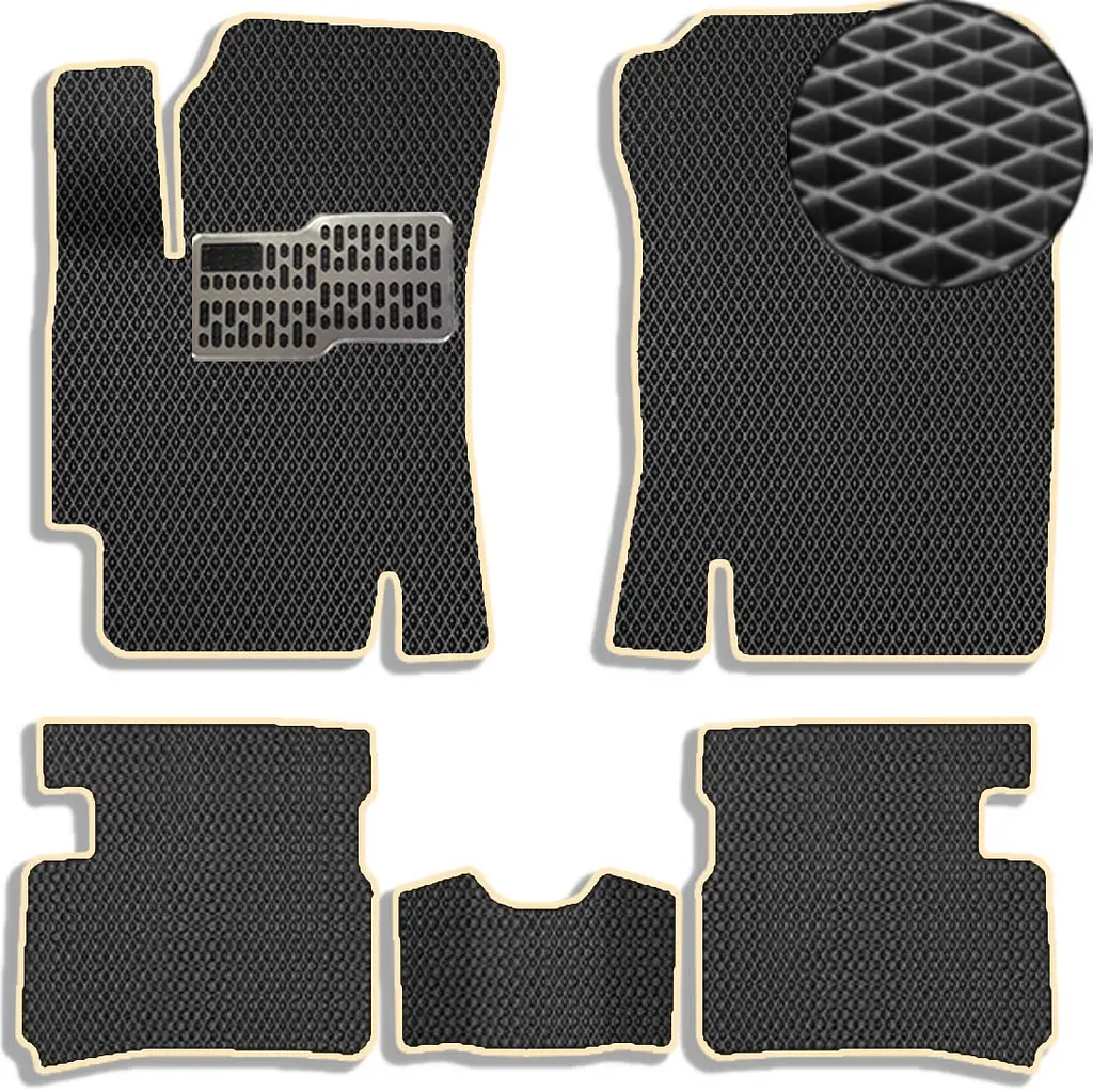 Килимки в салон EVA для Hyundai Accent III (Verna) 2006-2010 з підп'ятником Чорно-Бежовий кант 5 шт