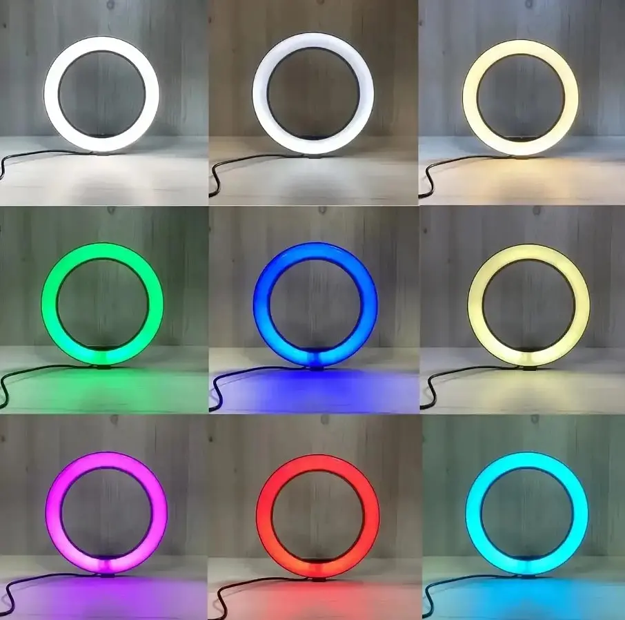 Лампа кільцева LED Ring Light MJ 300 RGB 30 см з USB і тримачем телефона, регулювання яскравості - фото 6
