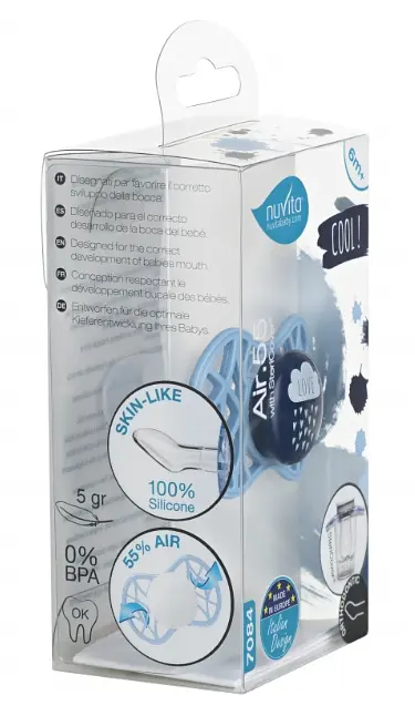 Силіконова ортодонтична пустушка Nuvita Air55 Cool Love, 6-12 міс., темно-синій (NV7084CB) - фото 3