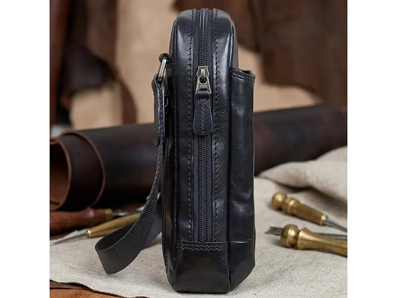 Чоловіча сумка з натуральної шкіри Italico 9984G-17 чорна 17×21×5 см TONY PEROTTI sum0029122 - фото 5