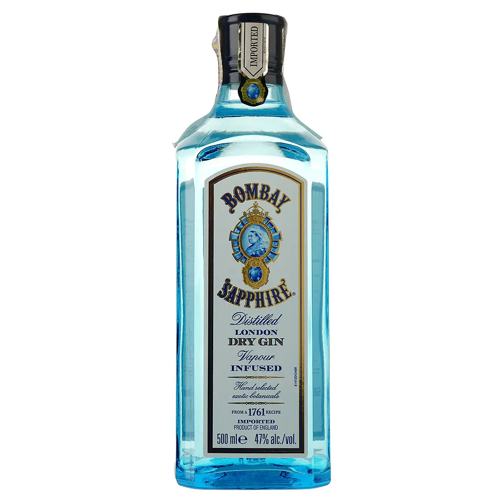 Упаковка джину Bombay Sapphire London Dry Gin 47% 6 л (0.5 л х 12 шт.) - фото 2