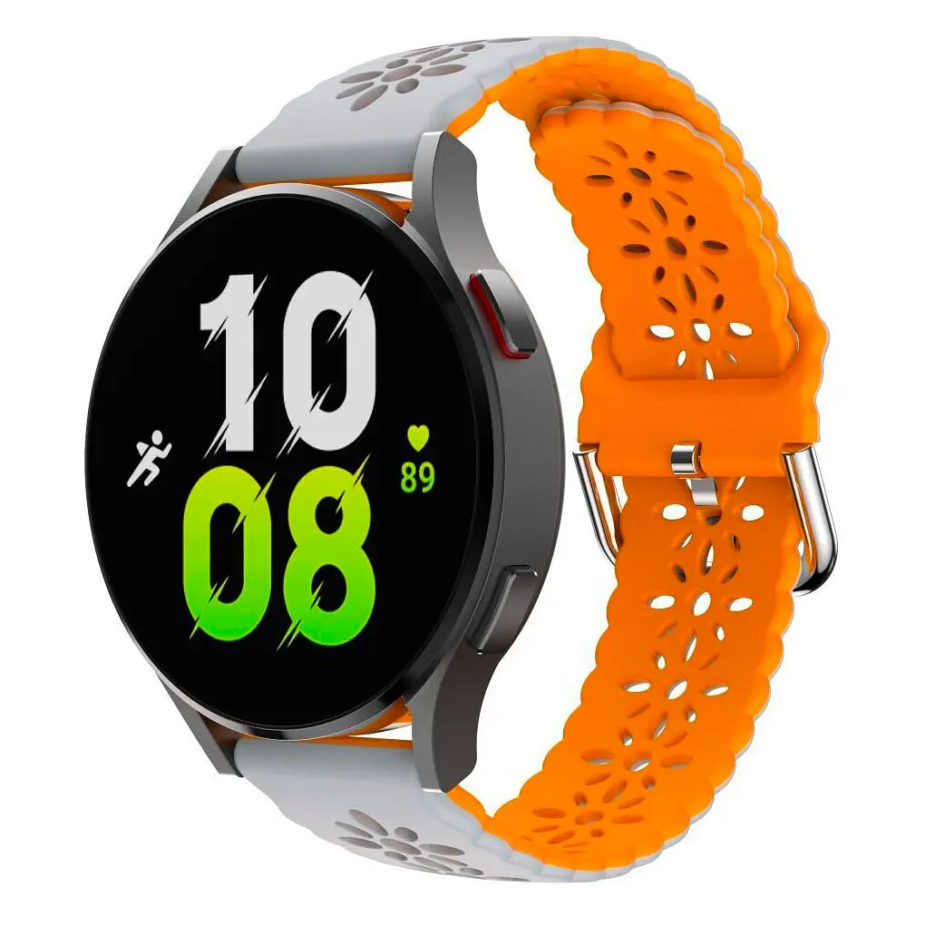 Ремінець для Garmin Forerunner 55 Forerunner 245 Forerunner 645 - сіро-жовтогарячий ширина кріплення 20мм силікон Watchbands Flower (W38-6WB59976665) - фото 2