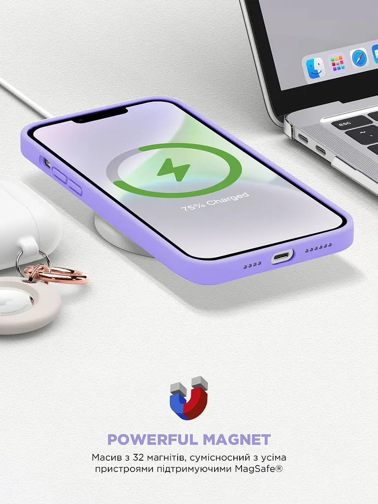 Силиконовый чехол с MagSafe для Apple iPhone 14 Plus, ICON2 MagCase, фиолетовый, противоударный, панель с мягкой подкладкой, защита всего корпуса, поддержка беспроводной зарядки, совместим с защитными стеклами и пленками, ArmorStandart (ARM68396) - фото 9
