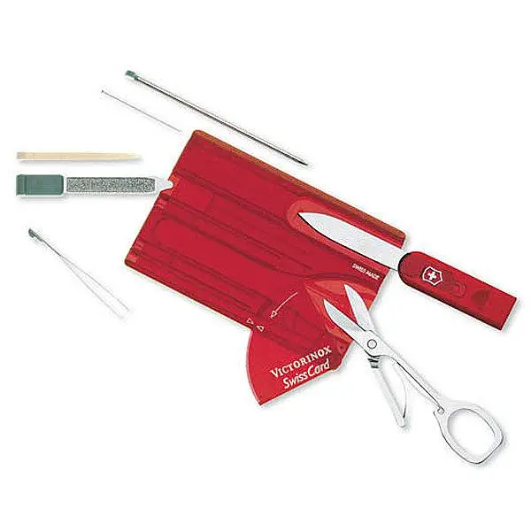 Ніж Victorinox Swisscard 82х54х4мм,10функ,черв.прозор