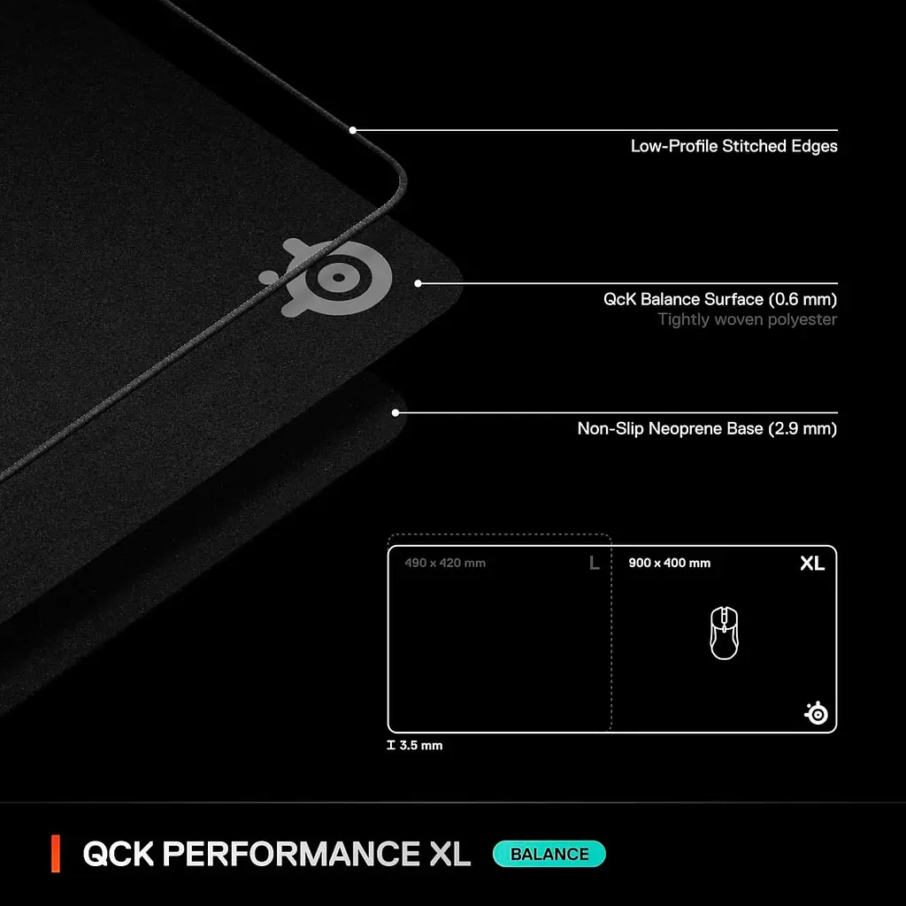 Ігрова поверхня SteelSeries QcK Performance XL - Balance 900x400x3,5мм (63433) - фото 6