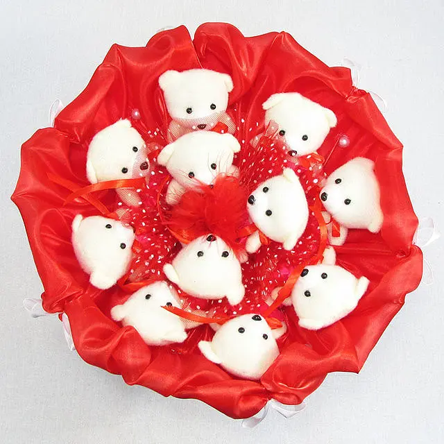 Букет из мягких игрушек 11 мишек 5281IT красный. - фото 2