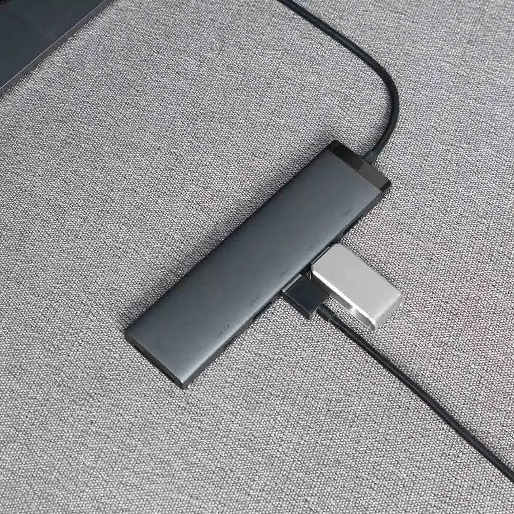 USB Хаб XiaomiMiiiW Type-C docking station HUB 7-in-1 PD100W+USB3.0*3+HDXiaomi+TF+SD MWCMA01 Grey - фото 3