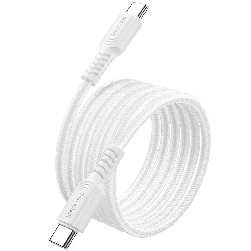 Дата кабель Borofone BX116 Certain Type-C to Type-C 60W (1m) White - фото 2