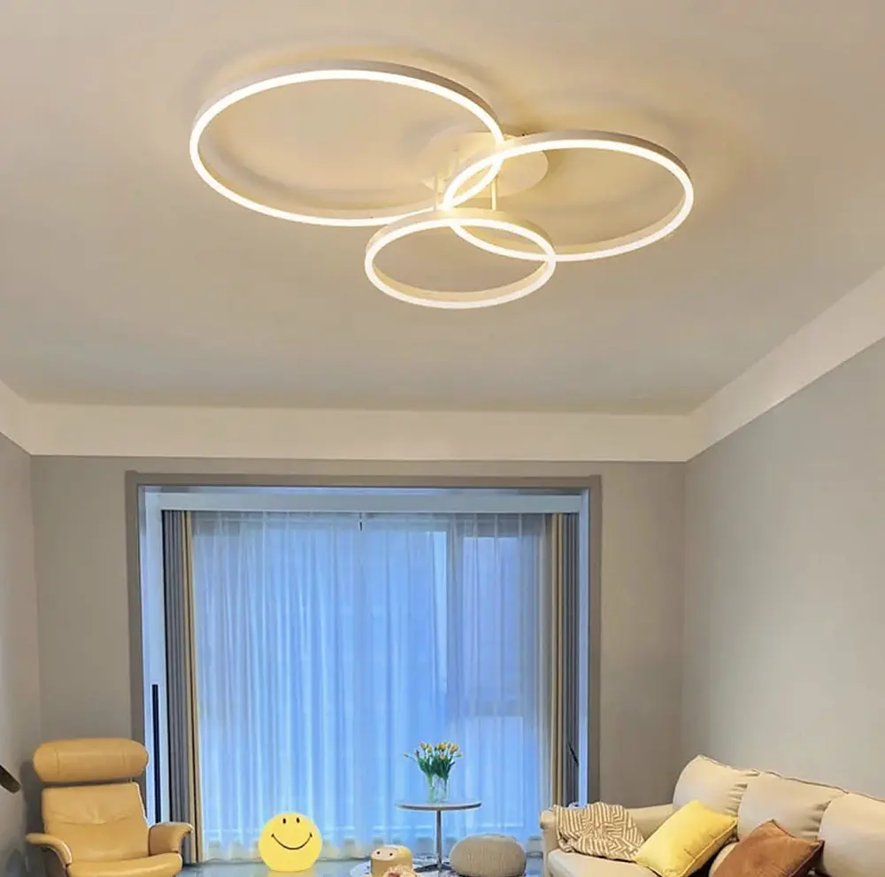 Потолочная LED люстра в белом на 3 кольца Line.F A 8008/3 WH - фото 7