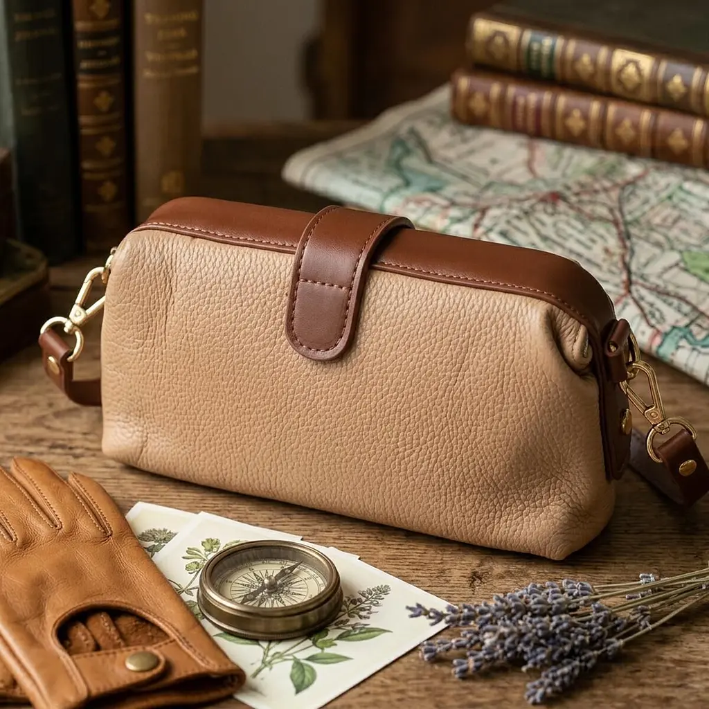 Стильний клатч з цікавою клямкою з натуральної шкіри Vintage 22423 бежевий - фото 4