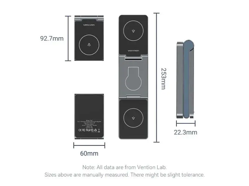 Бездротовий зарядний пристрій Vention 3-in-1 15 W Gray (FGFH0) - фото 2