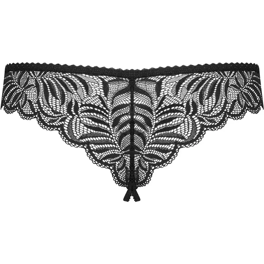 Мереживні танга з доступом Obsessive Contica crothchles Thong S/M, чорні - фото 2