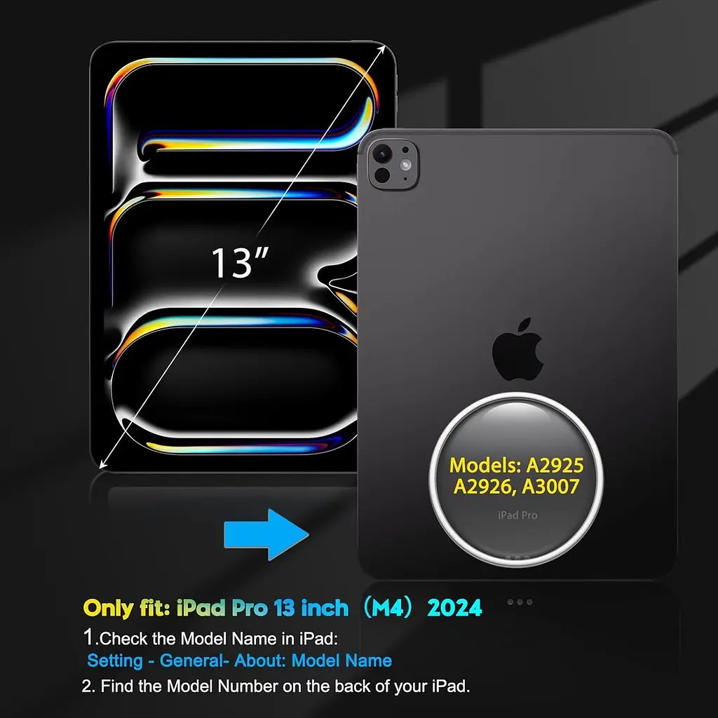Чохол-клавіатура OMOTON для планшета iPad Pro 13" M4 2024 з під'єднанням через Bluetooth та тачпадом чорний (SKU-149) - фото 5