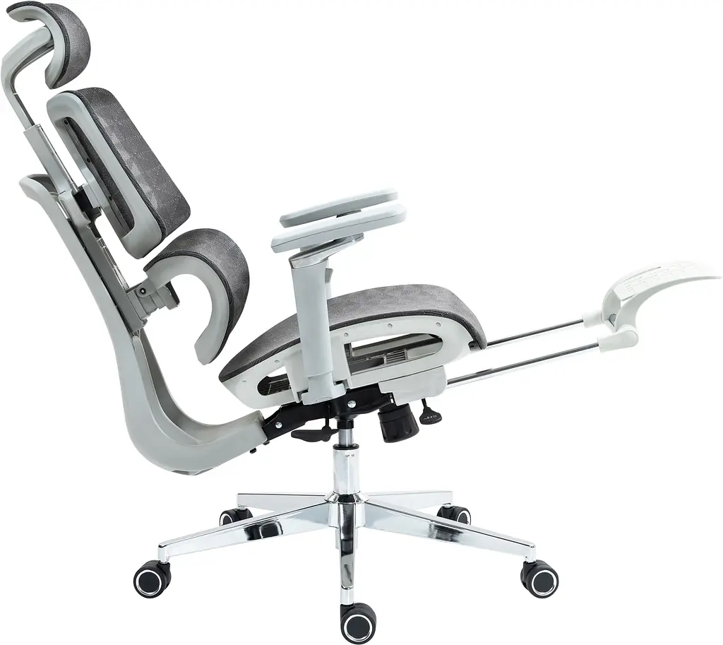 Офісне ергономічне крісло GT Racer B-2450 White/Gray - фото 9
