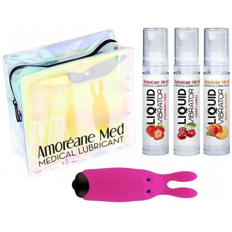 Набор из 3-х вкусов стимулирующего лубриканта Adrien Lastic Amoreane Med 3х10 мл и вибропули Pink - фото 2