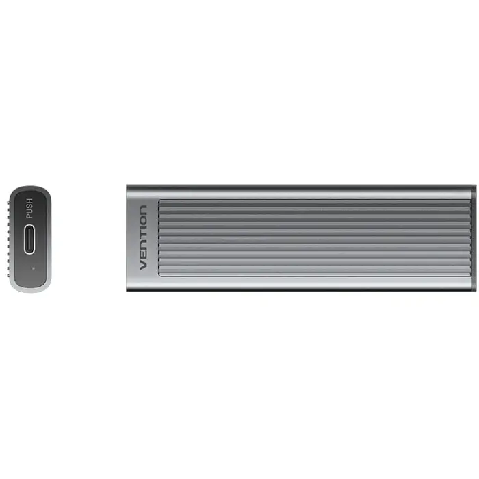 Зовнішня кишеня для SSD M.2 (NVME) M-key USB Type-C 3.2 10Gbps Heat Sink Aluminum сіра Vention - фото 2