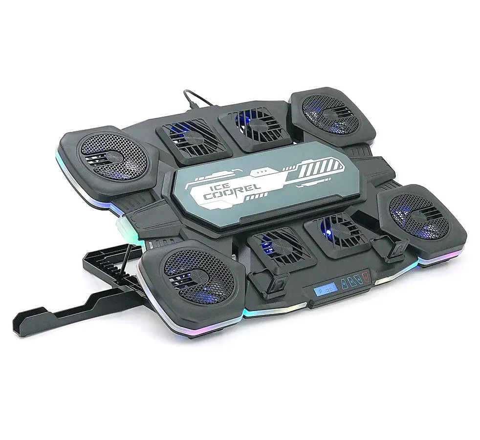 Охолоджувальна підставка для ноутбука 17.3 дюйма Ice Coorel Q-10 8xfans RGB LCD - фото 2