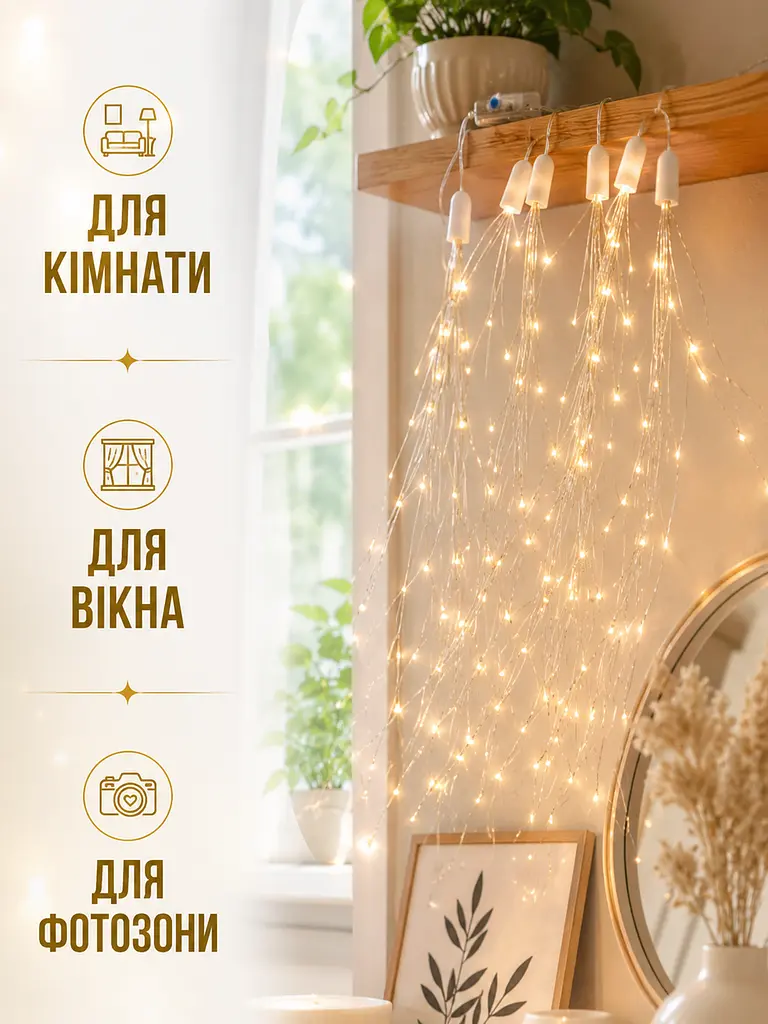 Гірлянда LED 10 м теплий білий і мультиколір мікс на USB IP44 (49675988) - фото 5