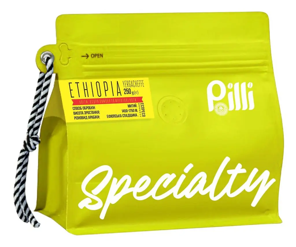 Кава зернова Specialty Pilli Ефіопія Yergacheffe, 250 гр