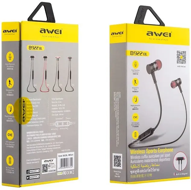 Беспроводные наушники Awei B922BL, BT4.2, 55mAh, 4.5-6h, black - фото 8